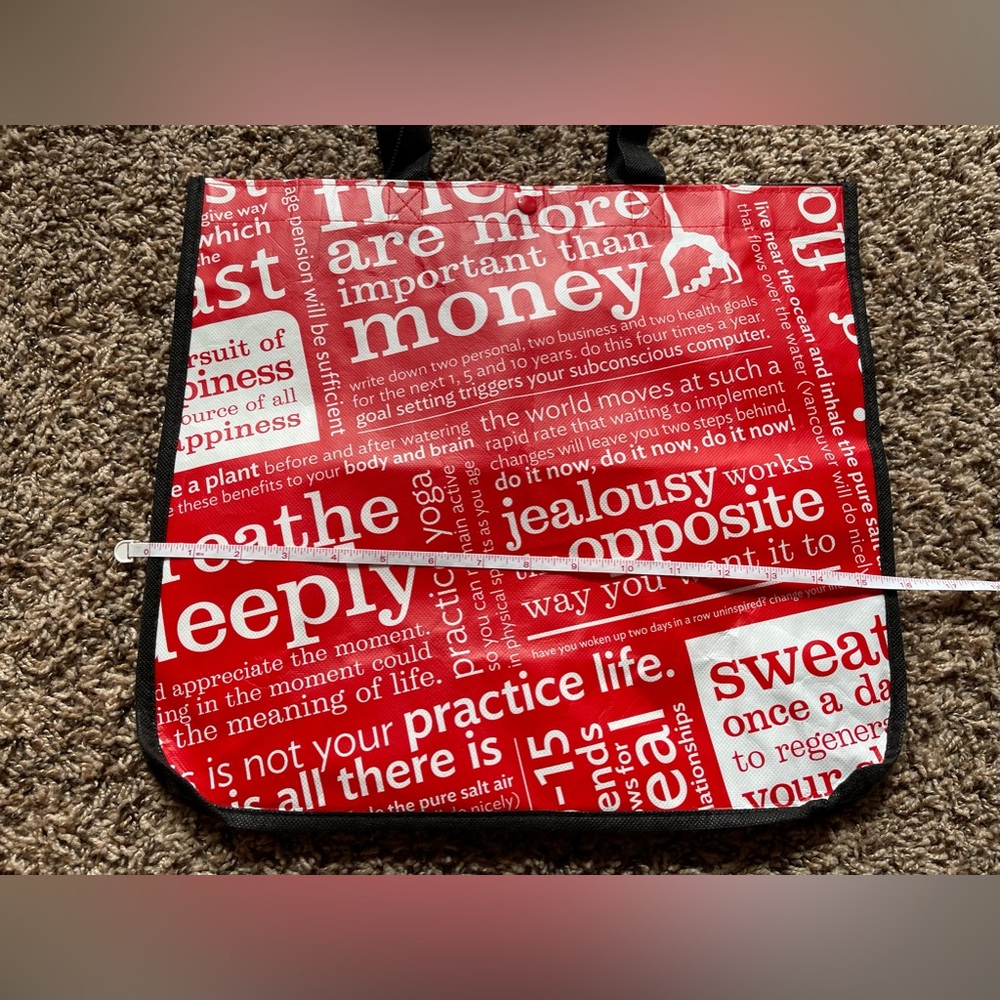 Lululemon Classic Large Red Quote Reusable Bag - Picture 3 of 4